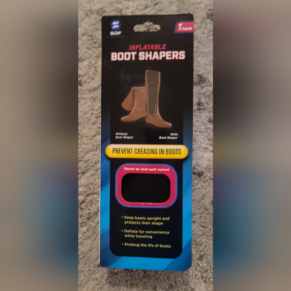 Sof Shoe Care Inflatable Boot Shapers, Soft Black Velvet